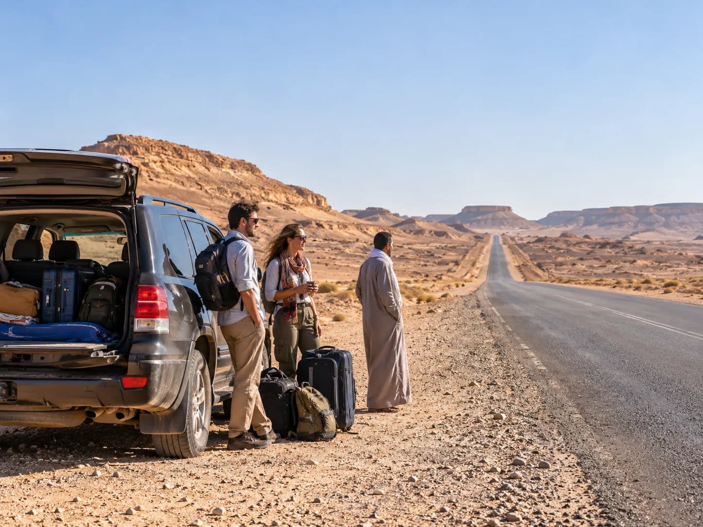 A roadside stop on the long road to Dakhla