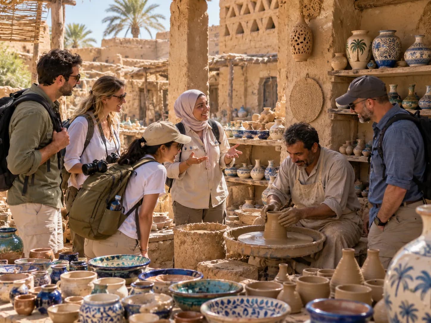 Watching a potter at work in a Tunis village workshop