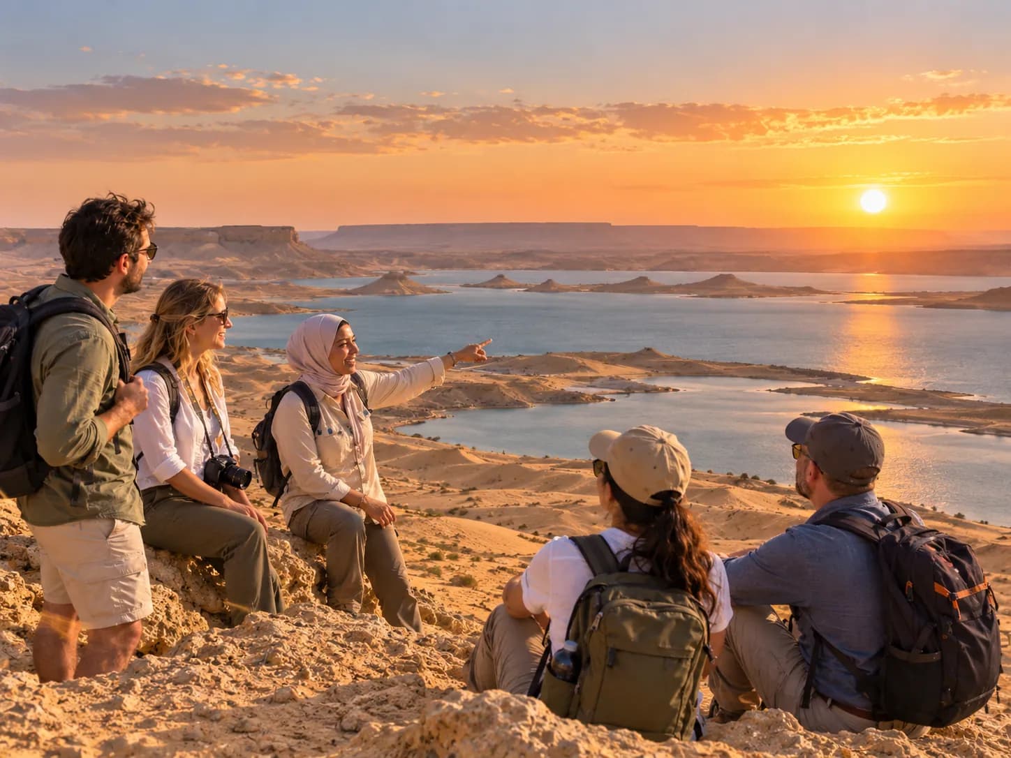 Watching the sun set over Lake Qarun
