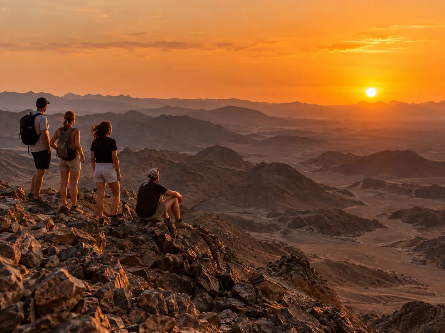 Watching the sunset from a ridge above the wadis