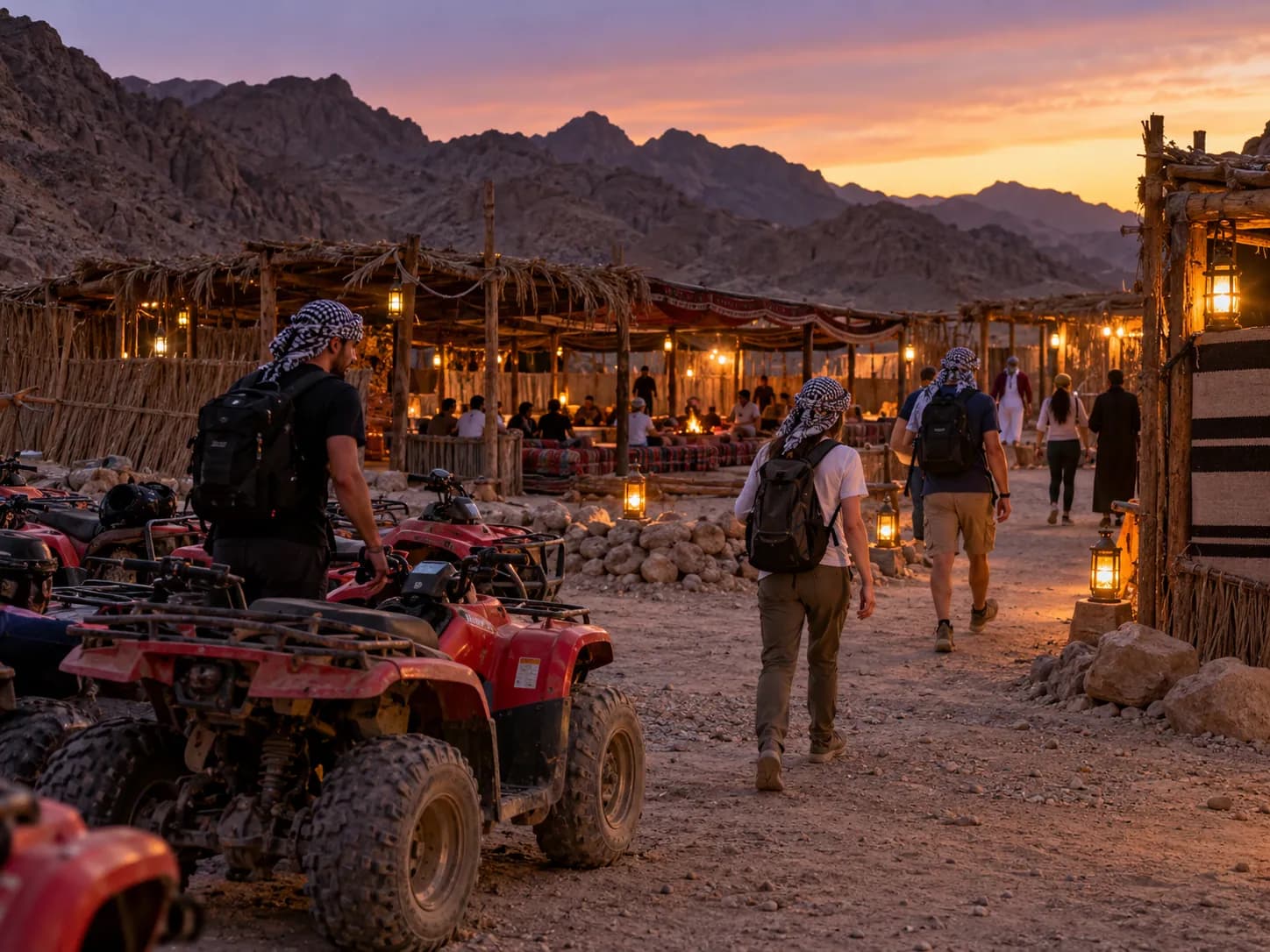 Arriving at the Bedouin camp as the lights come on