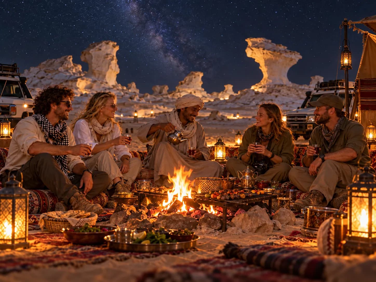 Around the fire before the stargazing starts
