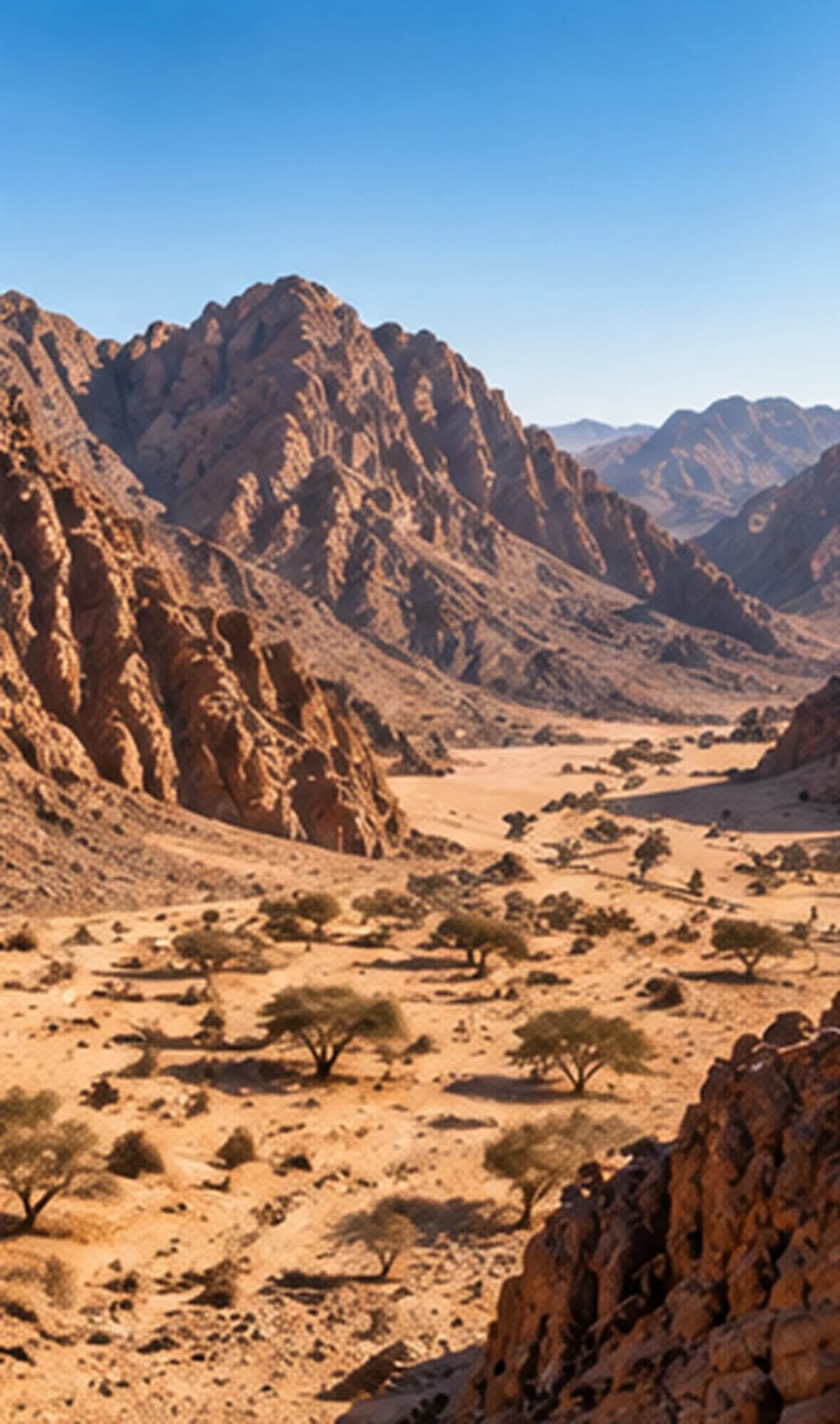 The granite mountains and wide wadi of South Sinai