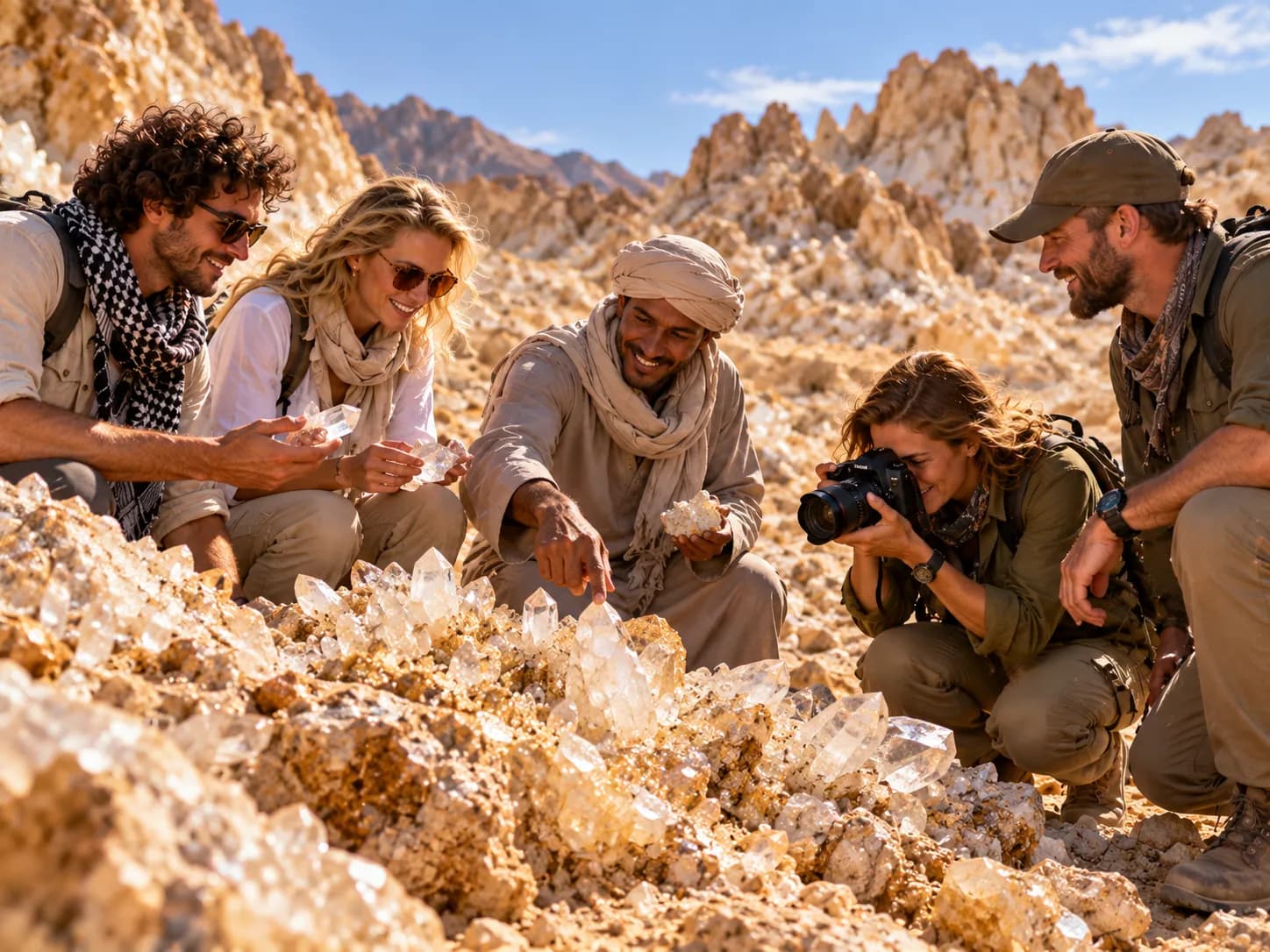 Looking at quartz crystals on Crystal Mountain
