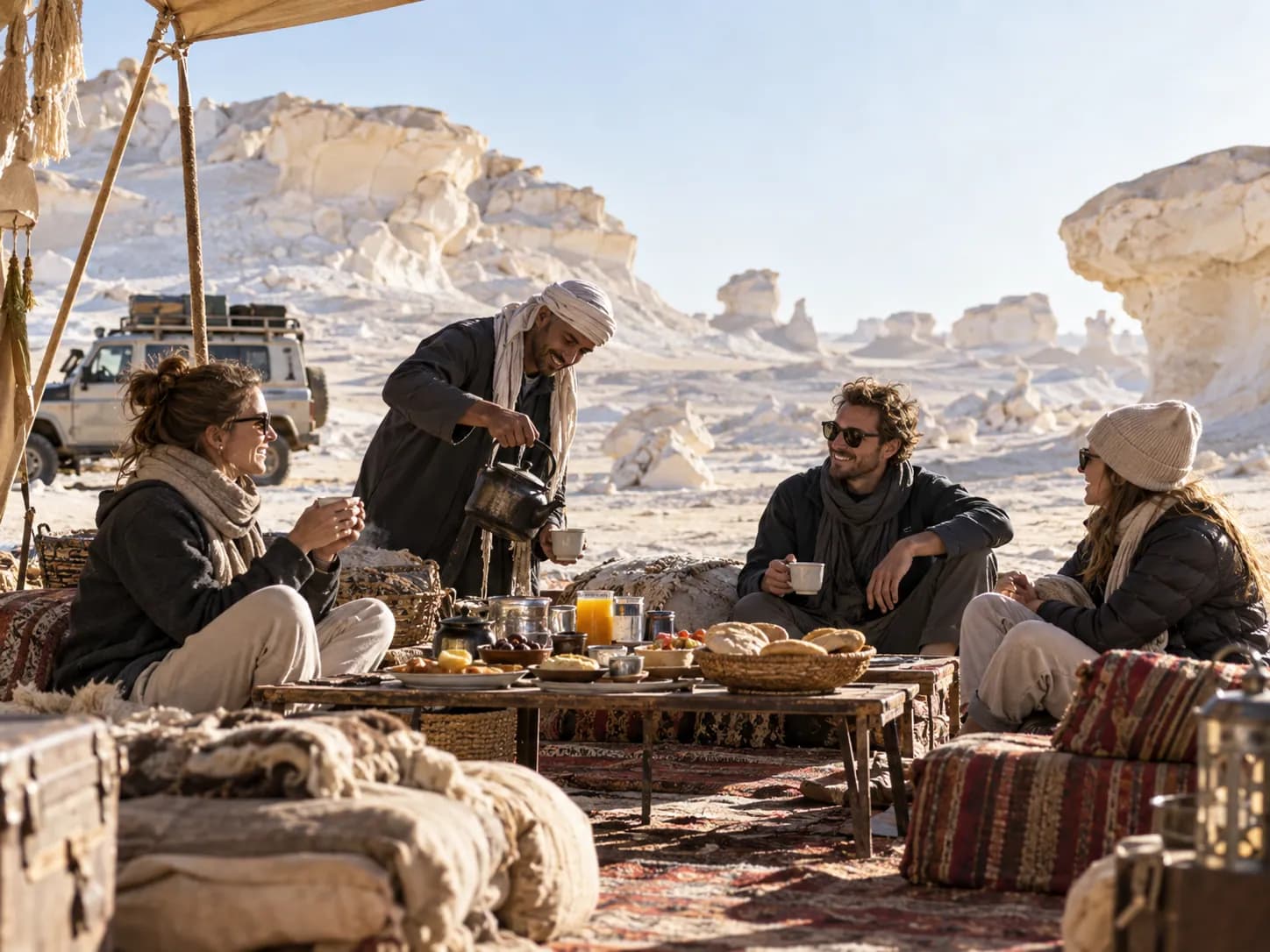 Breakfast among the chalk formations